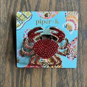 Piper K Red Rhinestone Crab Hair Clip